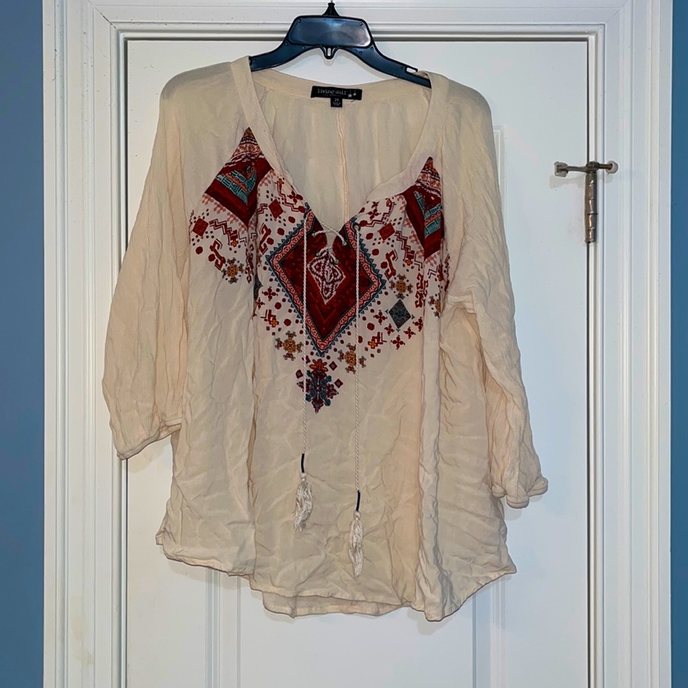 Living Doll tie up blouse size: 2xl